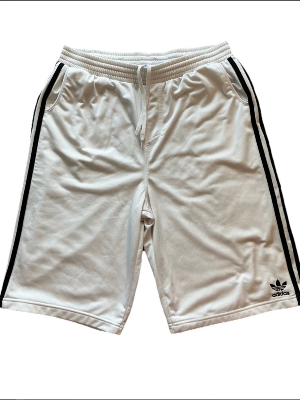 adidas Men’s White Athletic Shorts with Black Side Stripes